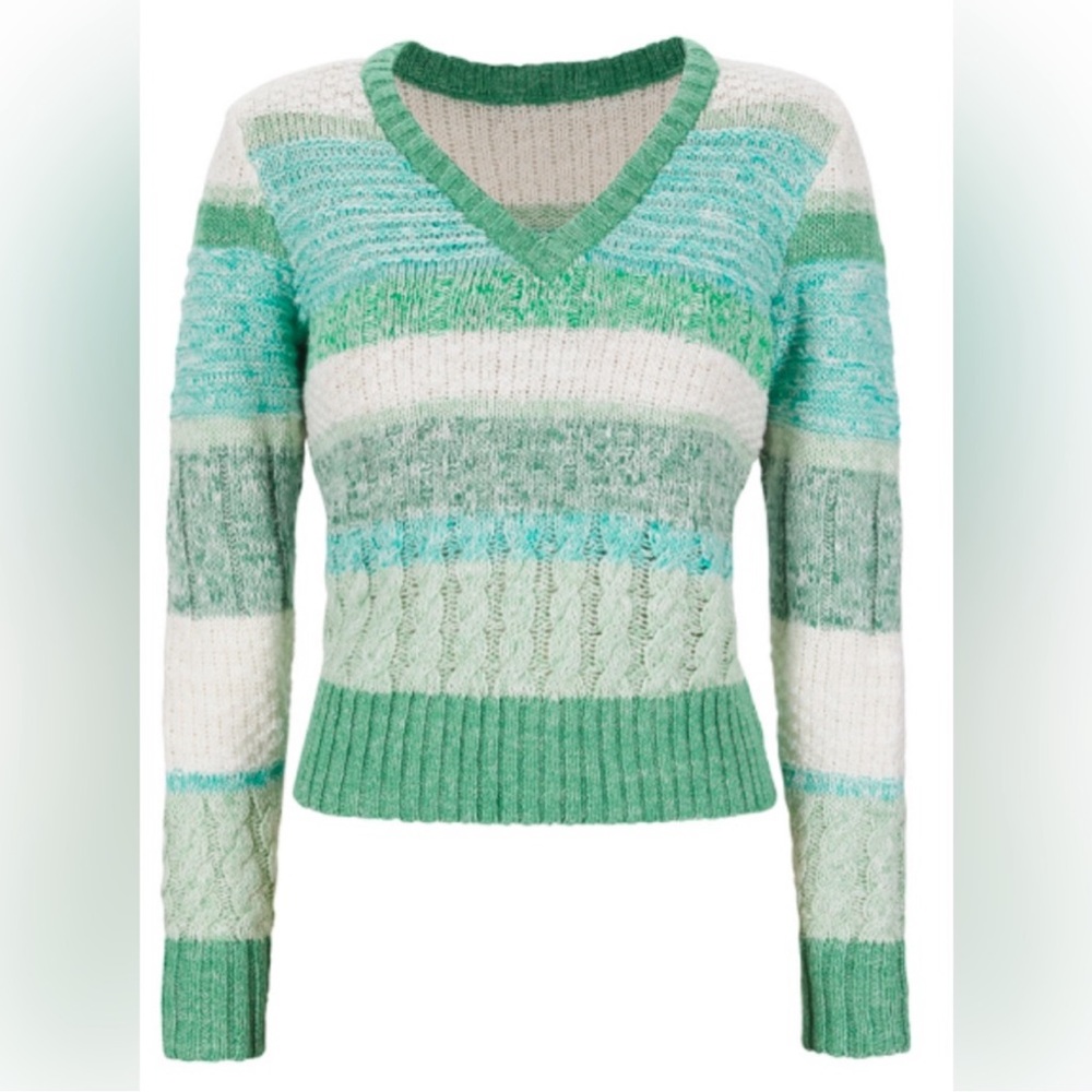 Cabi Mix Stitch V neck Sweater Style 6170 size M
